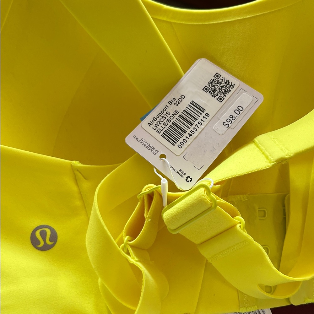 NWT air support bra size 32DD Lululemon electric yellow color - Picture 4 of 4